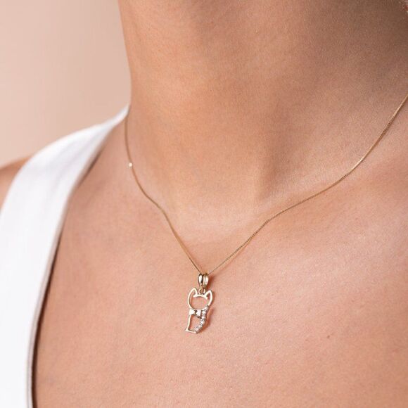 Cat charm | 14k Solid Gold Pendant | perfect | Trendy Charm | Birthday Gift | - Picture 3 of 3